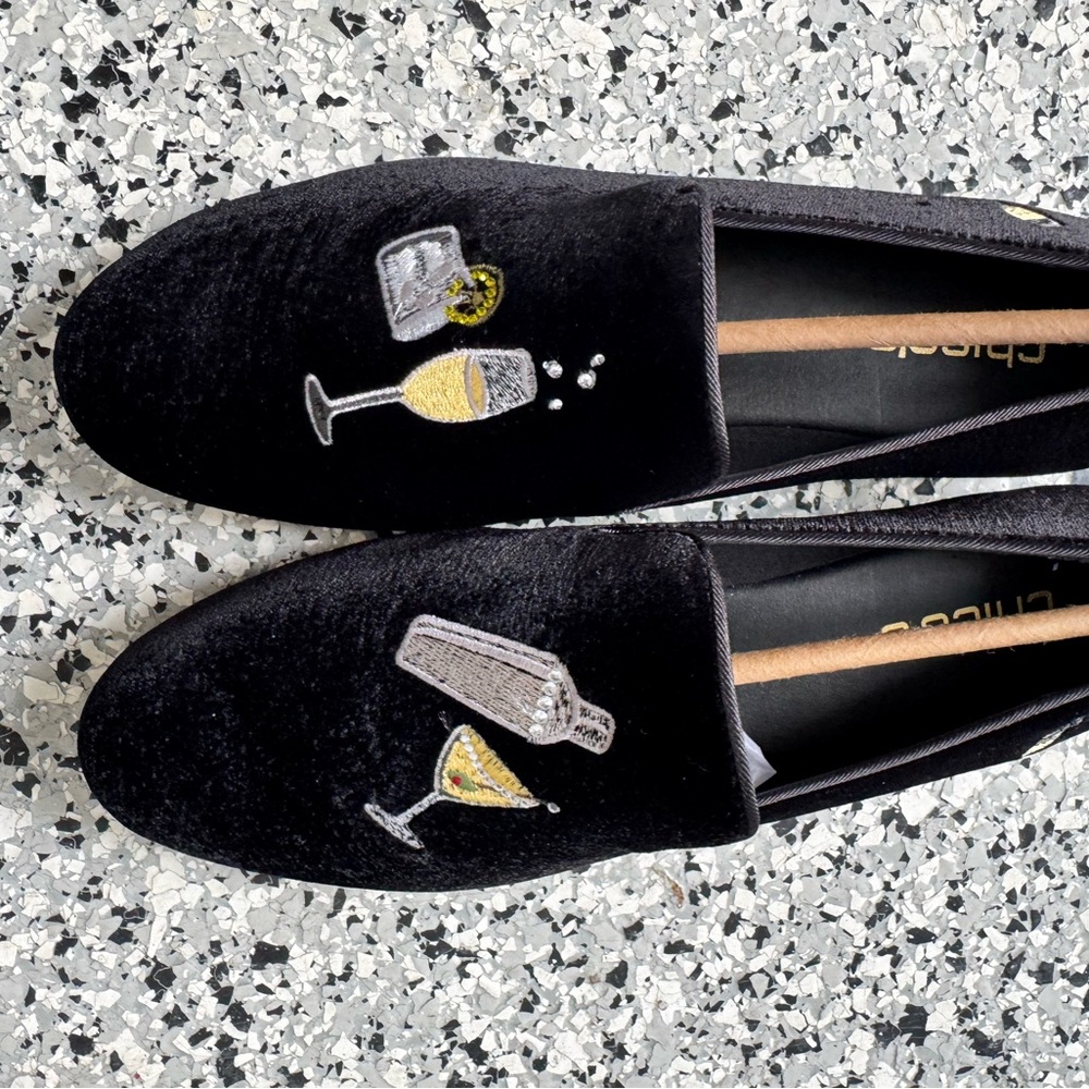 Chico’s Black Velvet Embroidered Women's Loafers